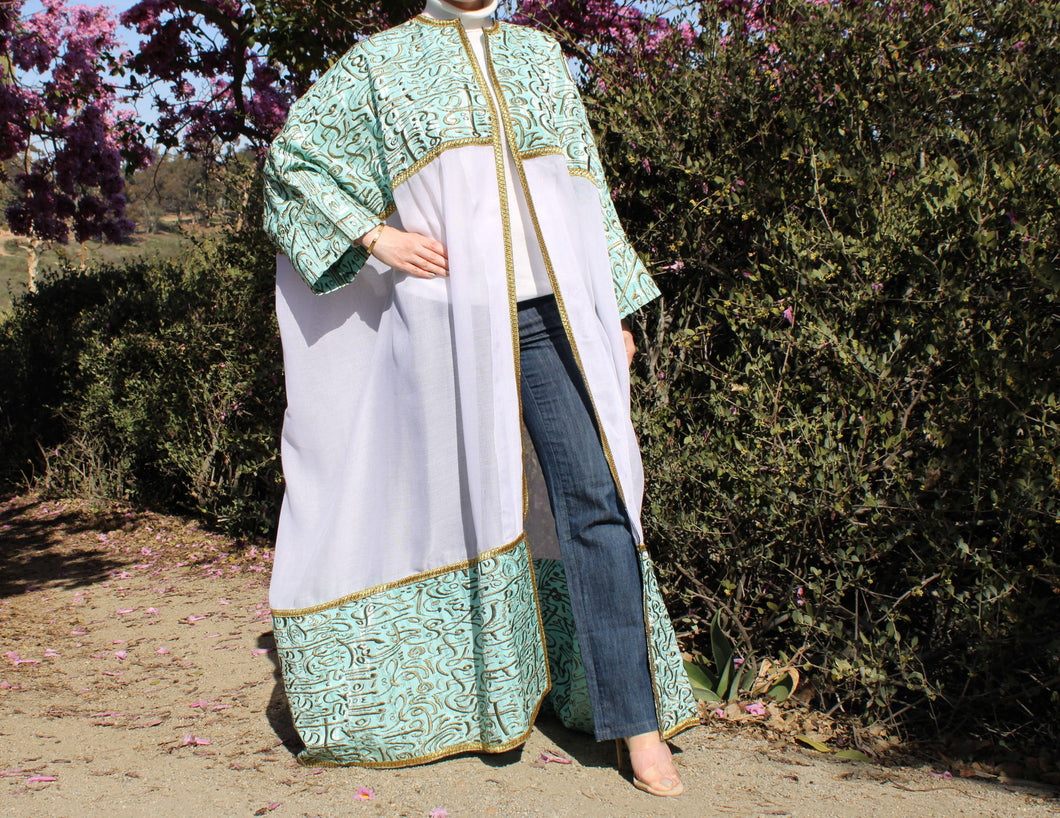 Handmade Linen Abaya - Embroidered Arabic